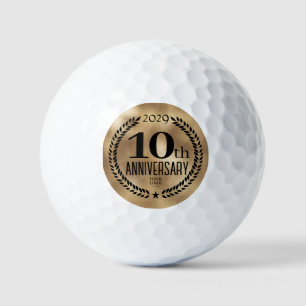 10th Anniversary Business Logo Gold Golf Balls