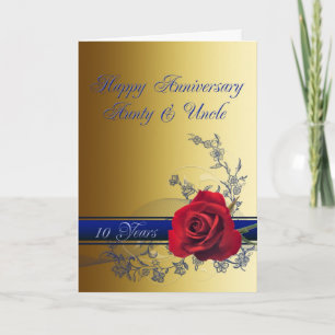 10th Anniversary card,Aunt & Uncle Card