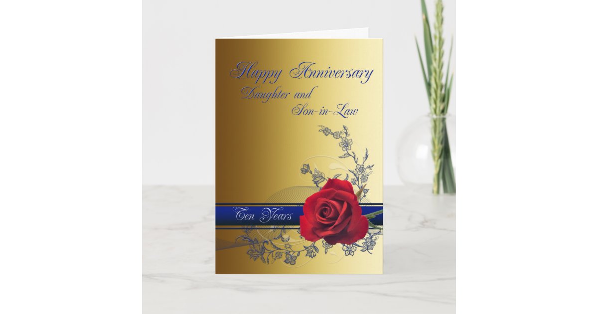 10th Anniversary Card For Daughter Son In Law Zazzle Co Uk