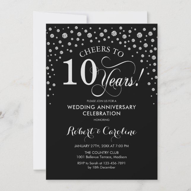 10th Anniversary Celebration - Silver Black Invitation (Front)