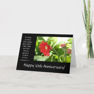 10th Anniversary, floral, bible verse about love Card