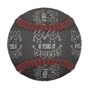 10th Anniversary Gift Chalk Hearts Baseball
