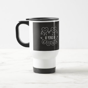 10th Anniversary Gift Chalk Hearts Travel Mug