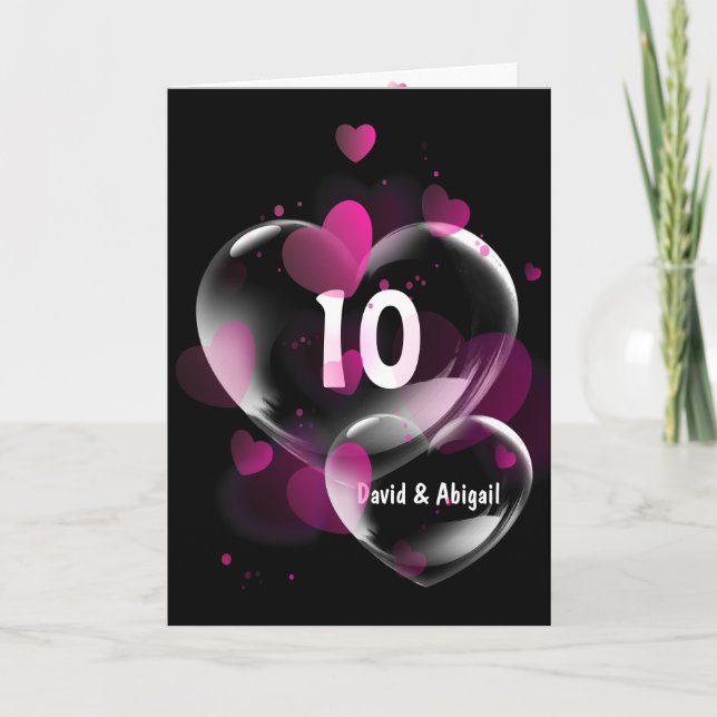 10th Anniversary Heart Bubbles on Black Card (Front)