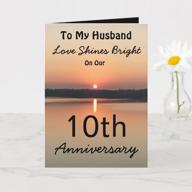 10th Anniversary Husband Love Shines Bright Card (Small Plant)
