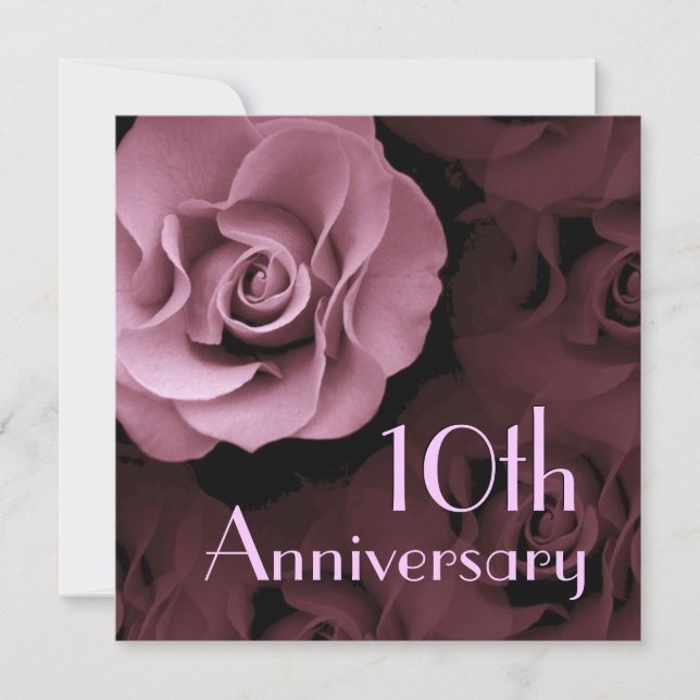 10th Anniversary Invitation - PINK Rose (Front)