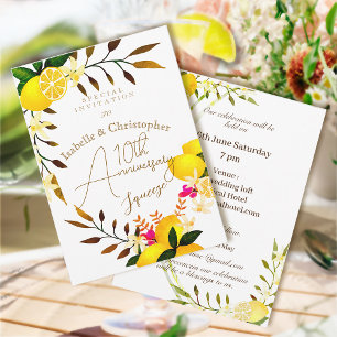  10th Anniversary Lemon Squeeze Wedding Invitation
