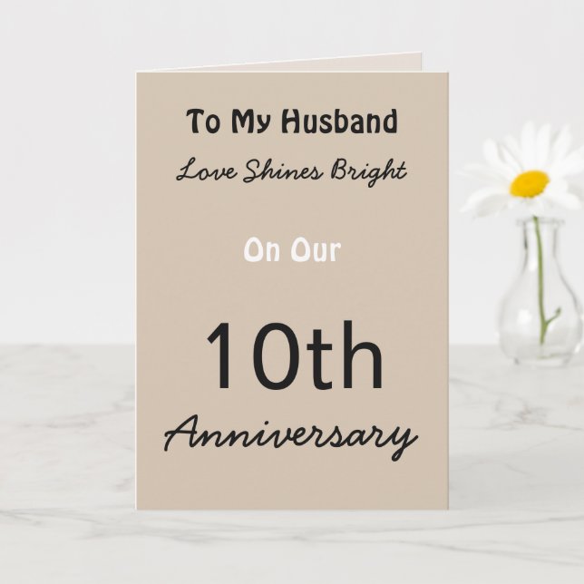 10th Anniversary Love Card for Husband. (Small Plant)