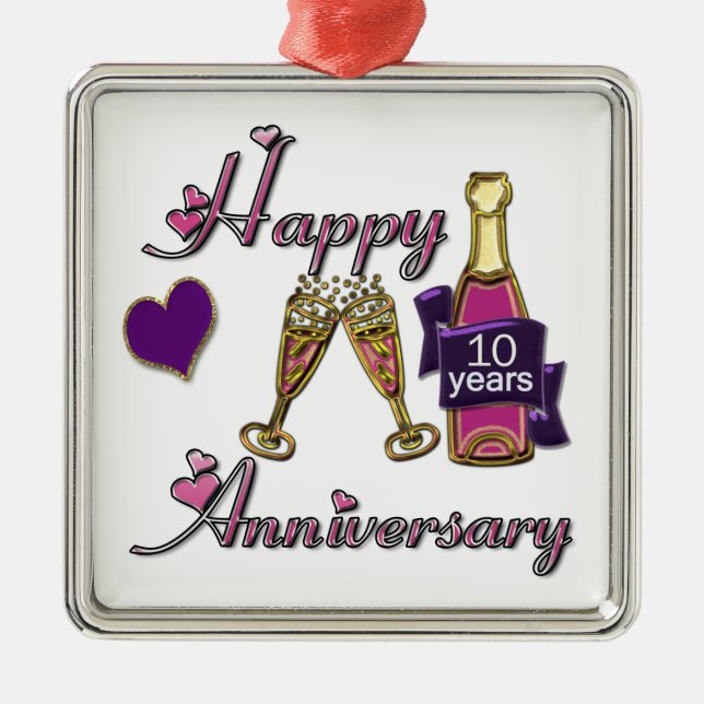 10th. Anniversary Metal Tree Decoration (Front)