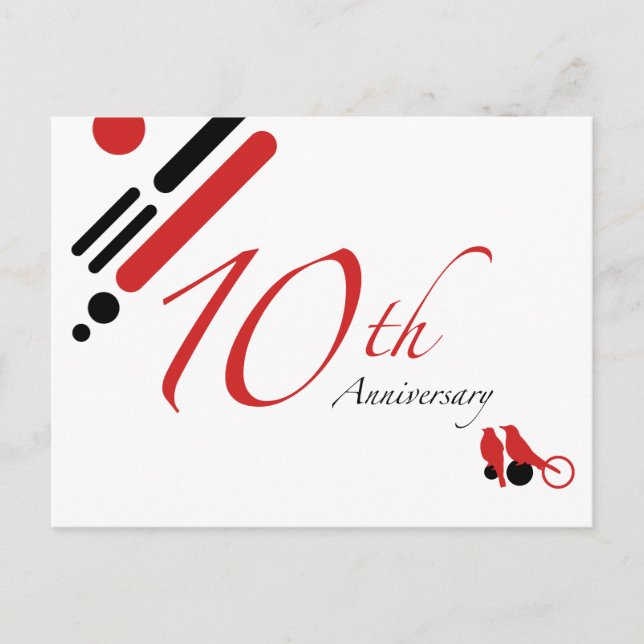 10th Anniversary (mod birds) Postcard (Front)