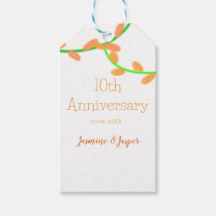 10th anniversary orange lavendar leaf name classic gift tags