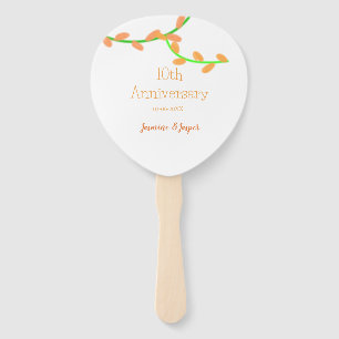 10th anniversary orange lavendar leaf name classic hand fan