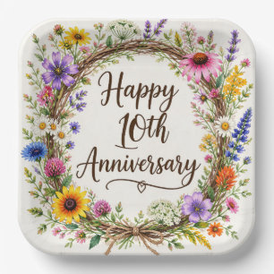 10th Anniversary Paper Plates, Tenth Wedding Plate