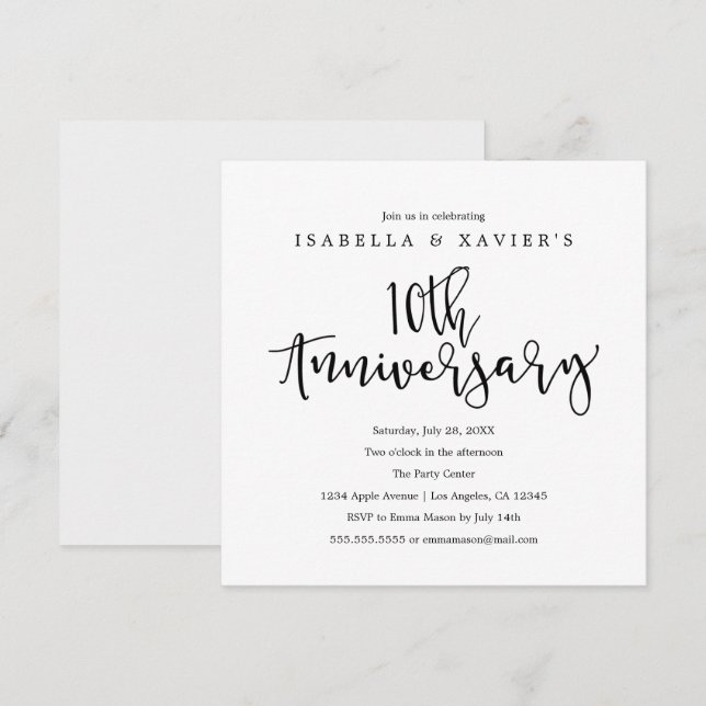 10th Anniversary | Party Invitation (Front/Back)