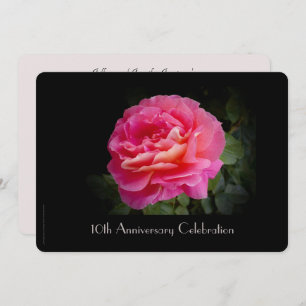10th Anniversary Party Invitation Single Pink Rose