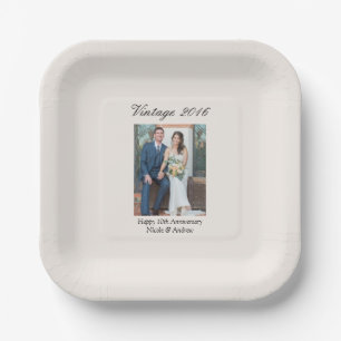10th Anniversary Party Supplies Wedding Photo Paper Plate
