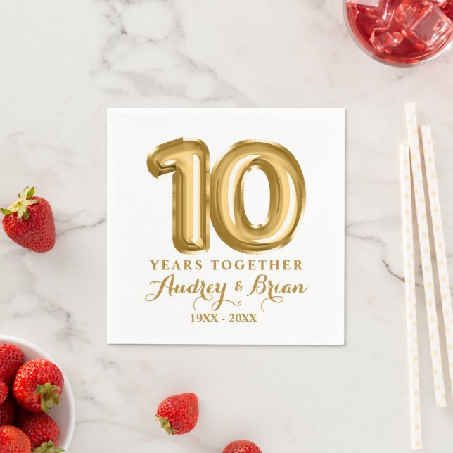 10th Anniversary Personalised Napkin (Insitu)