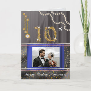 10th Anniversary Photo Greeting   Modern Diamond  Card