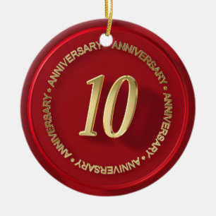 10th anniversary red wax seal ceramic tree decoration