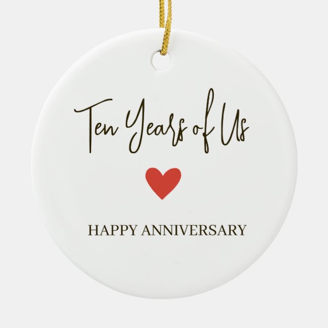 10th Anniversary – Ten Years of Us Ceramic Tree Decoration (Front)