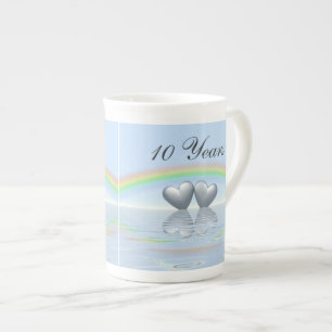 10th Anniversary Tin Hearts Bone China Mug