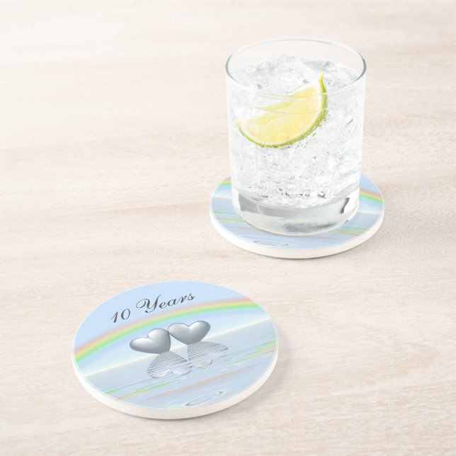 10th Anniversary Tin Hearts Coaster (Side)