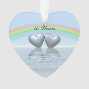 10th Anniversary Tin Hearts Ornament