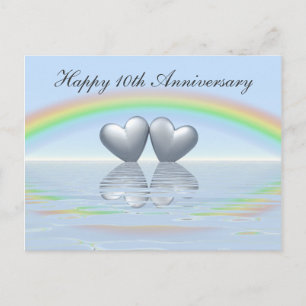 10th Anniversary Tin Hearts Postcard