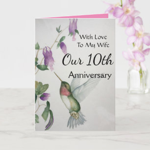 10th Anniversary To My Wife Sweet Hummingbird Card