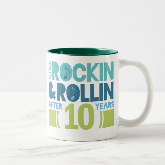 10th Anniversary Wedding Gift Two-Tone Coffee Mug (Right)