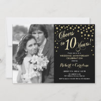 10th Anniversary with Photo - Gold Black