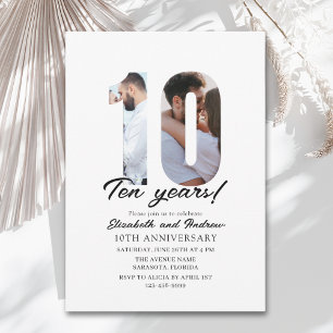 10th Anniversary with Photo Minimalist Invitation