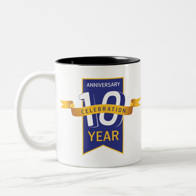 10th Anniversary Year Celebration Two-Tone Coffee Mug (Left)