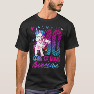 10th Birthday 10 Year Old Girl Flossing Unicorn P T-Shirt