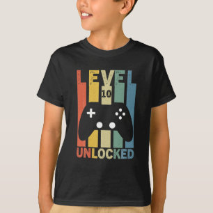 10th Birthday 10 Year Old Level 10 Unlocked Video T-Shirt