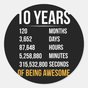 10th Birthday 10 Years Old Being Awesome Classic Round Sticker