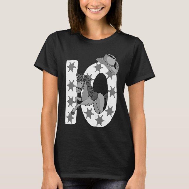 10th Birthday  10 Years Old Horse Cowgirl Girl Kid T-Shirt (Front)