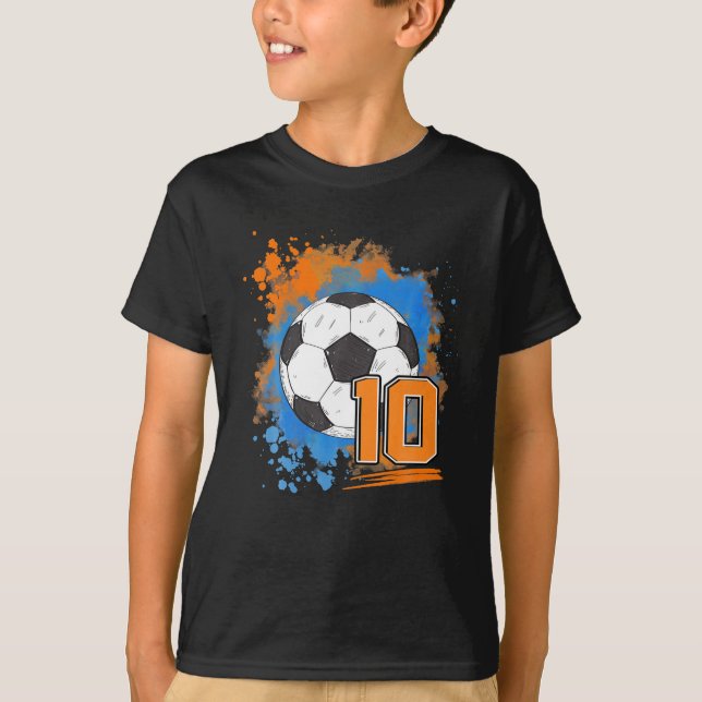 10th Birthday 10 Years Old Soccer Ball T-Shirt (Front)