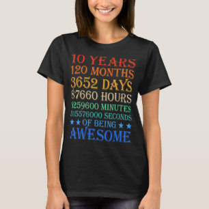 10th Birthday 10 Years Old Vintage Retro 120 Mont T-Shirt