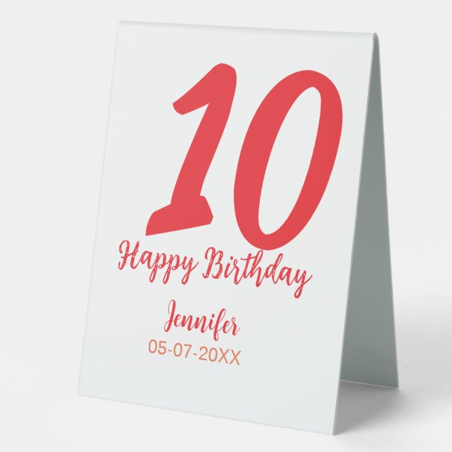 10th birthday add name date year red template  (Front)