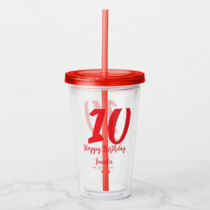 10th birthday add name date year red template acrylic tumbler
