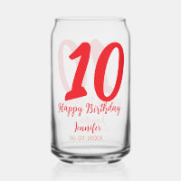 10th birthday add name date year red template 