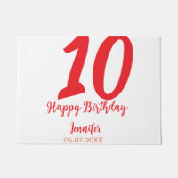 10th birthday add name date year red template 
