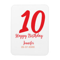10th birthday add name date year red template 