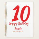 10th birthday add name date year red template  planner<br><div class="desc">editable design</div>