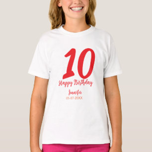 10th birthday add name date year red template  T-Shirt