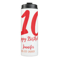 10th birthday add name date year red template 