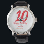 10th birthday add name date year red template  watch<br><div class="desc">editable design</div>