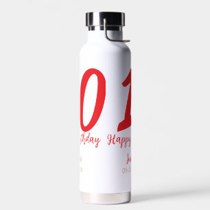 10th birthday add name date year red template  water bottle