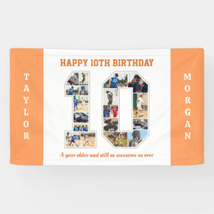 10th Birthday Anniversary Number 10 Photo Collage Banner